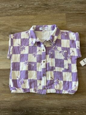 NWT Grayson Threads Girls Purple Button Down Shirt Size M (8)